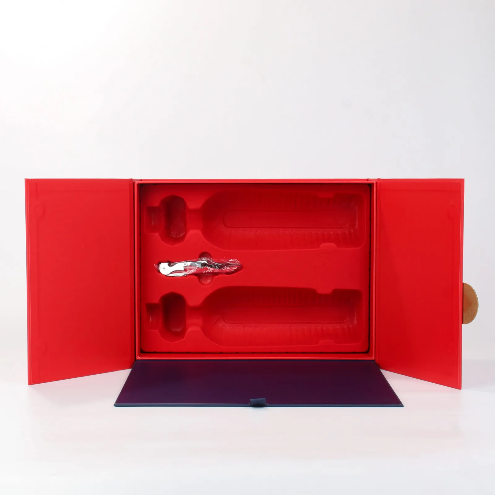 Double Bottle Red Wine Gift Box with Door God Motif 4