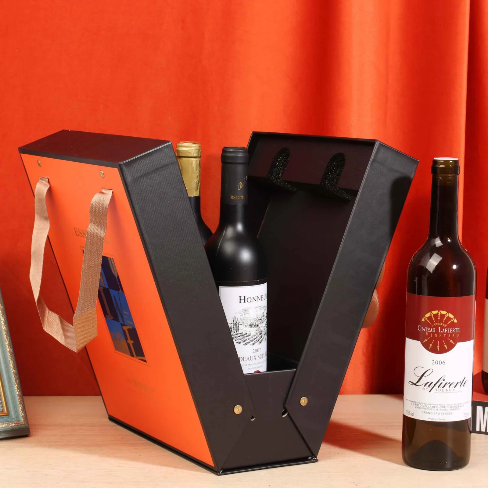 Luxury Double-Door Rigid Wine Box for Two Bottles 2