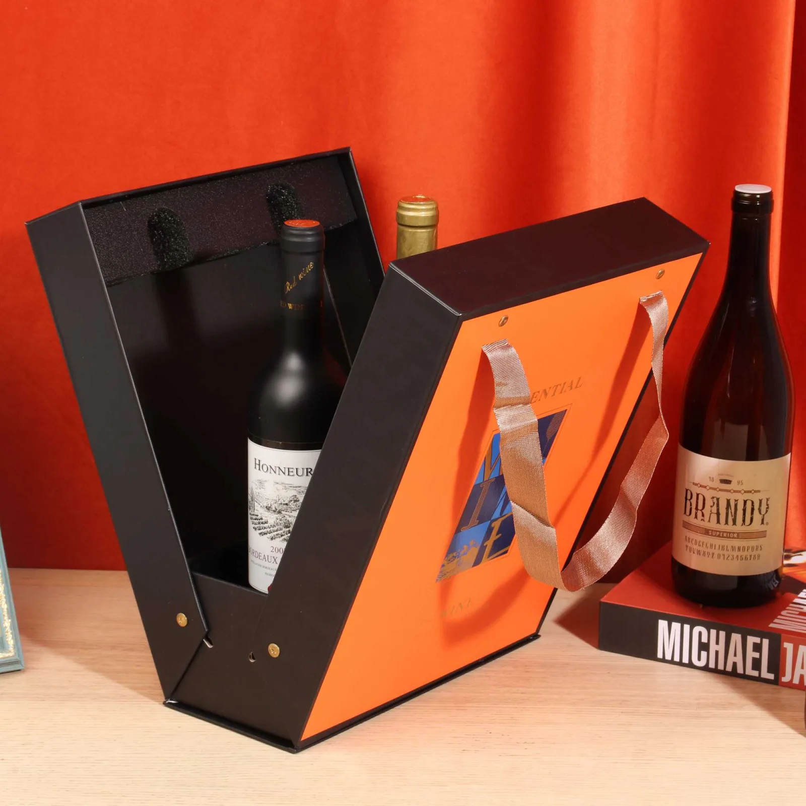 Luxury Double-Door Rigid Wine Box for Two Bottles 5
