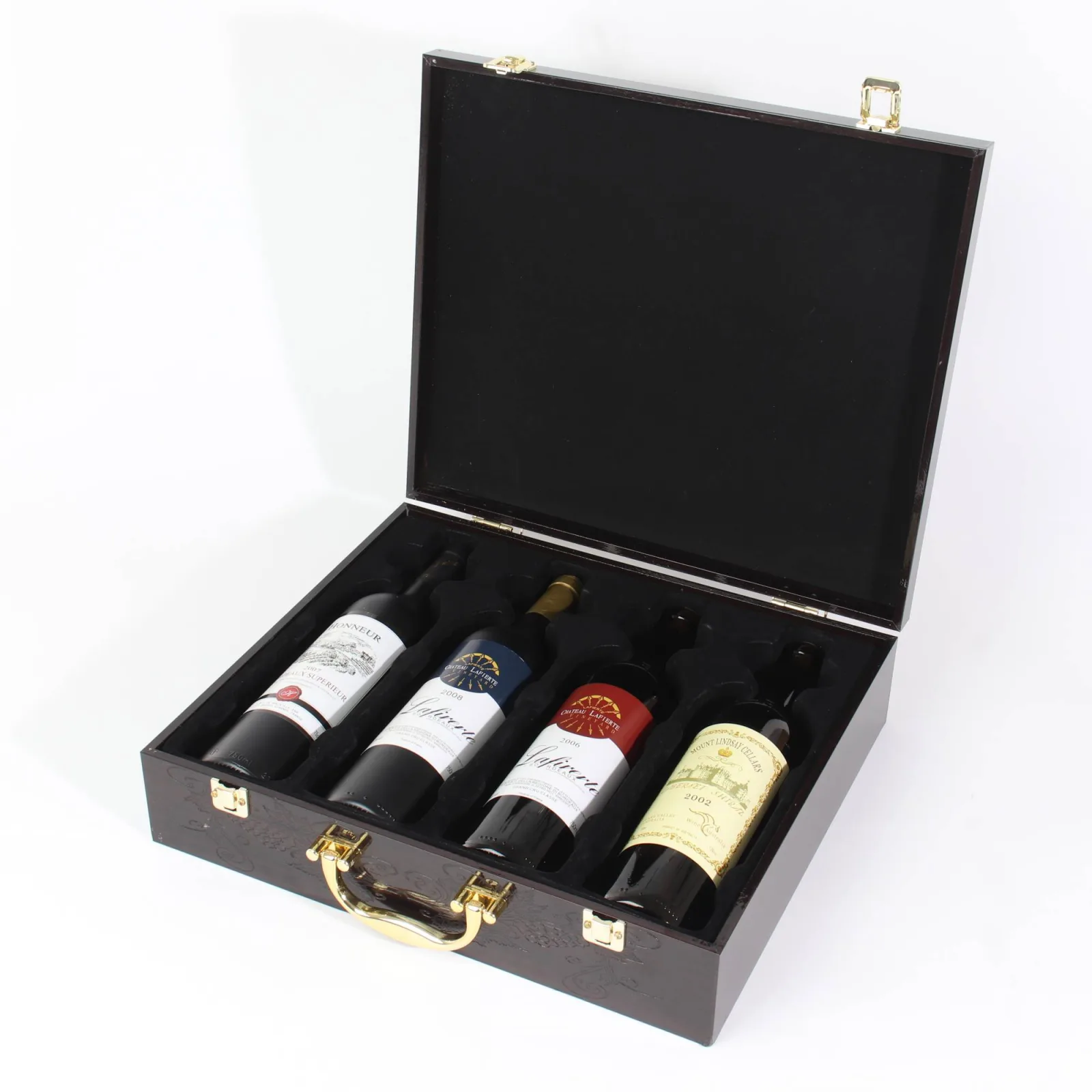 4-Bottle Wooden Wine Box with Gloss Lacquer 3