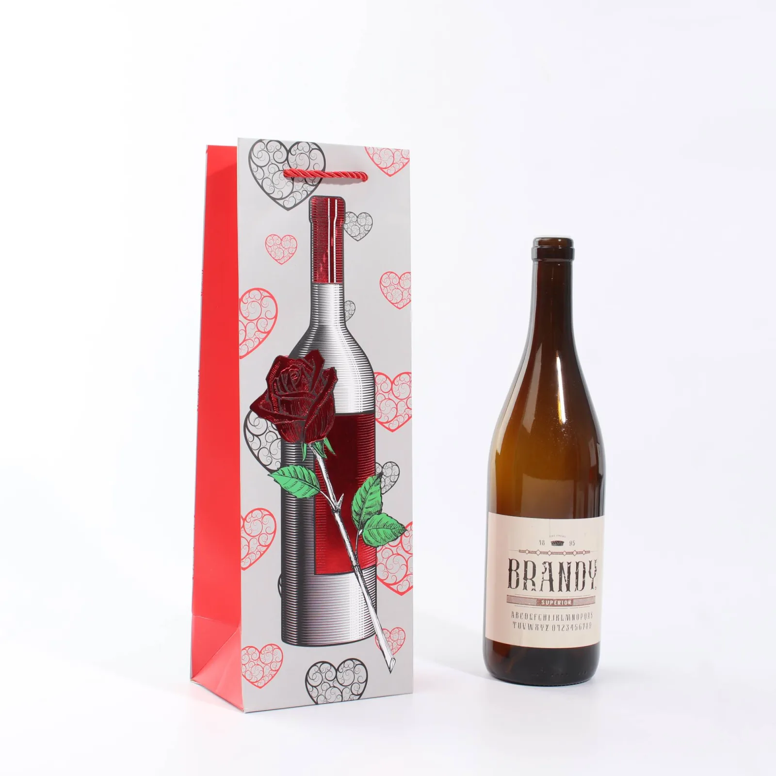 Gold Foil Rose Wine Gift Bag